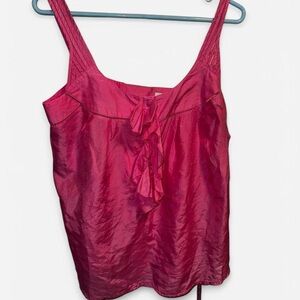 Anthropologie Silk Blend Ruffle Tank Top Barbie Pink NWOT Coquette Boho